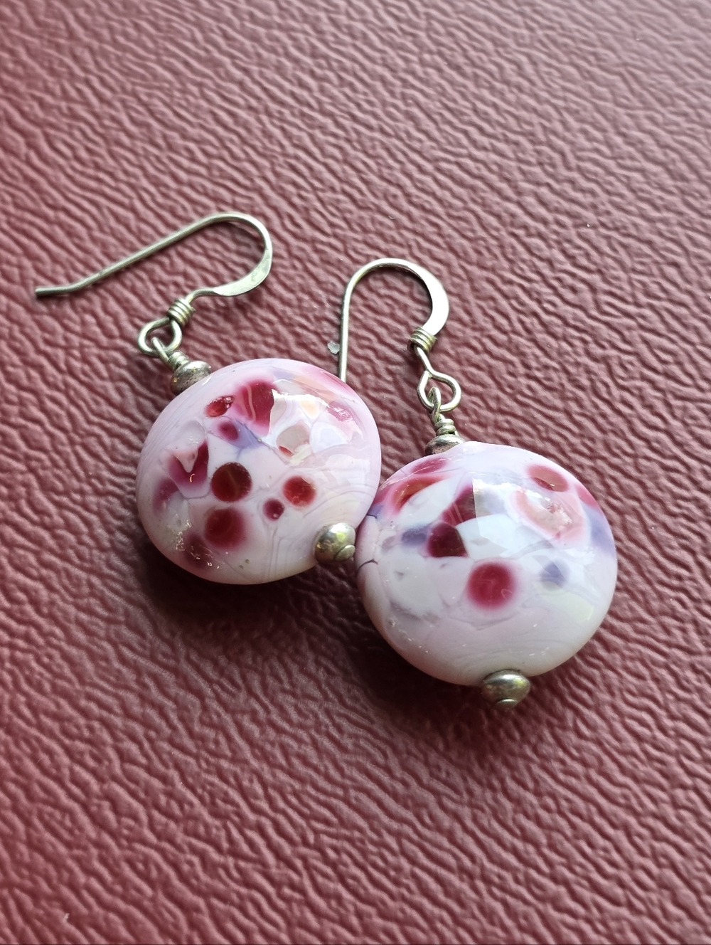 Pink Glass Bead Drop Earrings